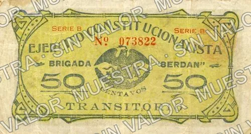 50 centavos, Brigada "Serdan" (M3523), M3523 50c Brigada "Serdan", anverso