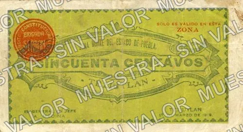 50 centavos, Brigada "Serdan" (M3523), M3523 50c Brigada "Serdan", reverso