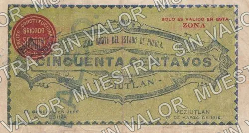50 centavos, Brigada "Serdan" (M3523), M3523 50c Brigada "Serdan", reverso