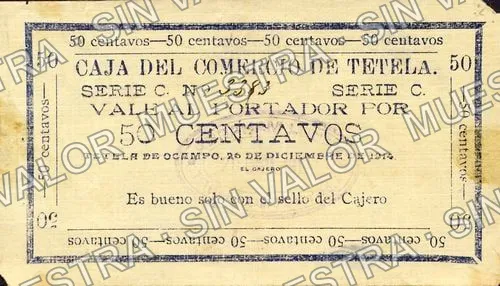 50 centavos, Caja del Comercio de Tetela (M3611), M3611 50c Caja del Comercio de Tetela, anverso