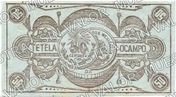 50 centavos, Caja del Comercio (M3612), reverso