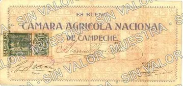 50 centavos, Cámara Agrícola Nacional de Campeche (M861), M861 50c Cámara Agrícola Nacional de Campeche, reverso