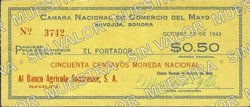 50 centavos, Cámara Nacional de Comercio del Mayo (M4456), anverso