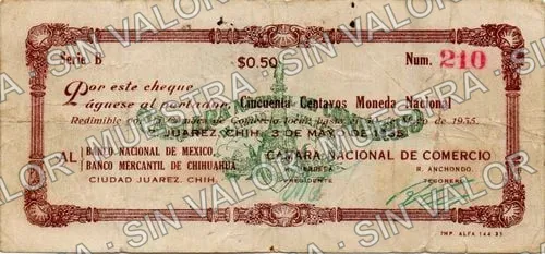 50 centavos, Cámara Nacional de Comercio (M4253), anverso