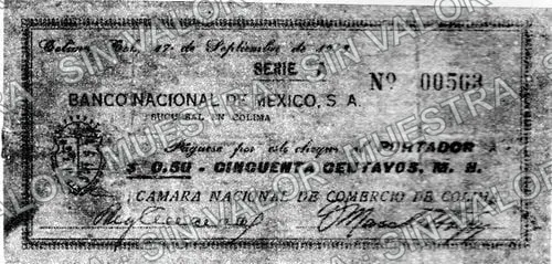 50 centavos, Cámara Nacional de Comercio (M4282), anverso