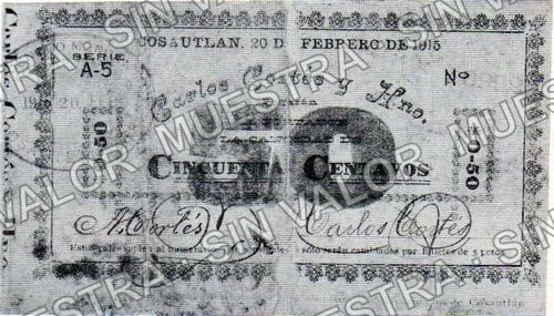 50 centavos, Carlos Cortés y Hermano (M4010), M4010 50c Carlos Cortés y Hermano, anverso