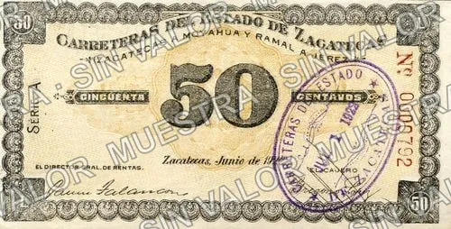 50 centavos, Carreteras del Estado de Zacatecas (M4507), anverso