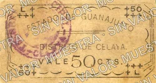 50 centavos, Celaya (M1609), anverso