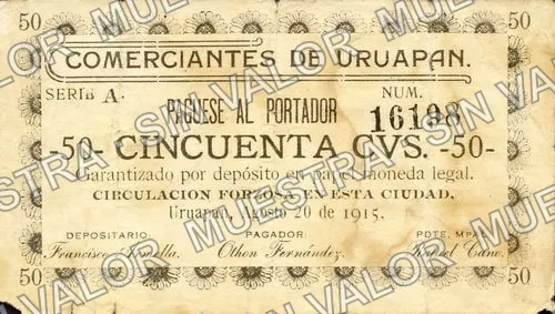 50 centavos, Comerciantes de Uruapan (M3102), anverso
