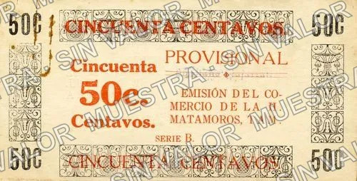 50 centavos, Comercio de Matamoros (M3908), M3908 50c Comercio de Matamoros, anverso