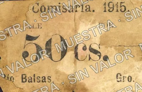 50 centavos, Comisaría 1915, Río Balsas (M1954), M1954 50c Comisaría 1915, Río Balsas, anverso