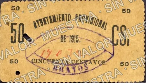 50 centavos, Comisión de Hacienda, Bravos (M1922), reverso