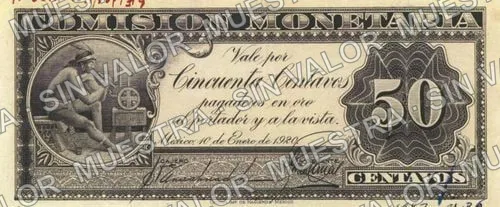 50 centavos, Comisión Monetaria (M4285), anverso (M4285.5 50c Comisión Monetaria proof)