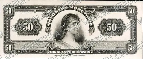 50 centavos, Comisión Monetaria proof (M4284), M4284 50c Comisión Monetaria proof, reverso
