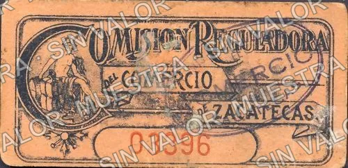 50 centavos, Comisión Reguladora del Comercio de Zacatecas (M4224), M4224 50c Comisión Reguladora del Comercio de Zacatecas, reverso