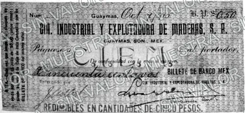 50 centavos, Compañía Industrial y Explotadora de Maderas (M3858), anverso (M3858 50c Compañía Industrial y Explotadora de Maderas)