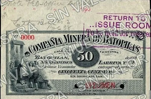 50 centavos, Compañía Minera de Batopilas (M619), anverso