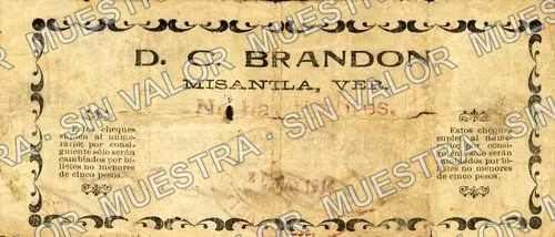 50 centavos, D. C. Brandon (M4024), M4024 50c D. C. Brandon, reverso