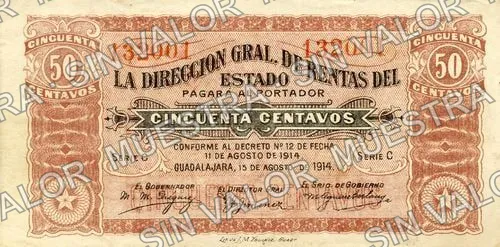 50 centavos, Dirección Gral de Rentas (M2321), M2321a 50c Dirección Gral de Rentas, anverso