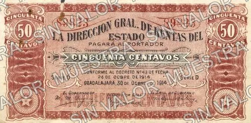 50 centavos, Dirección Gral de Rentas (M2326), anverso
