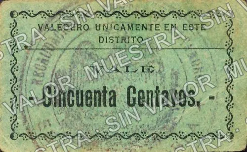 50 centavos, Distrito de Matamoros (M3553), reverso