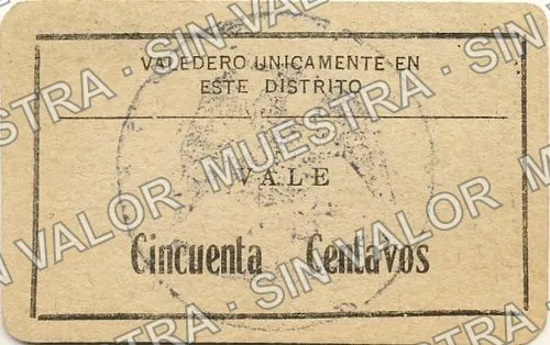 50 centavos, Distrito de Matamoros (M3561), reverso (M3561b 50c Distrito de Matamoros)