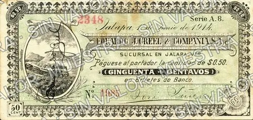50 centavos, Eduardo J. Creel & Compañía (M4020), M4020 50c Eduardo J. Creel & Compañía, anverso