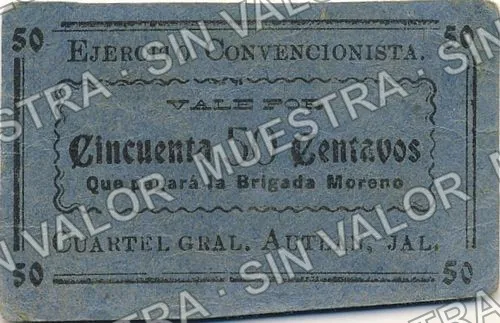 50 centavos, Ejército Convencionista (M2234), M2234c 50c Ejército Convencionista, anverso