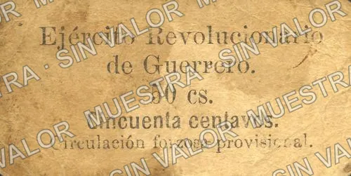50 centavos, Ejército Revolucionario de Guerrero (M1882), anverso