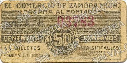 50 centavos, El Comercio de Zamora (M3154), anverso
