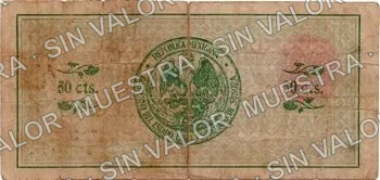 50 centavos, El Estado de Sonora - 1st SeriesPosition A - Hand seal 5 - Small seal (M3814), M3814c 50c El Estado de Sonora - 3rd SeriesPosition A - Hand seal 2 - Large, broken 'C', reverso