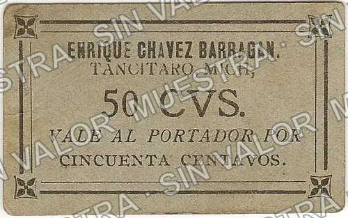 50 centavos, Enrique Chavez Barragan (M3064), M3064 50c Enrique Chavez Barragan, anverso