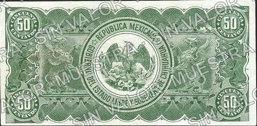 50 centavos, Estado de Chihuahua (M919), reverso