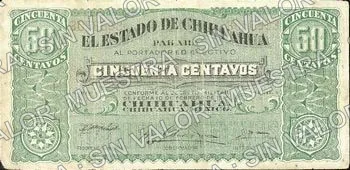 50 centavos, Estado de Chihuahua (M919), anverso (M919d 50c Estado de Chihuahua)