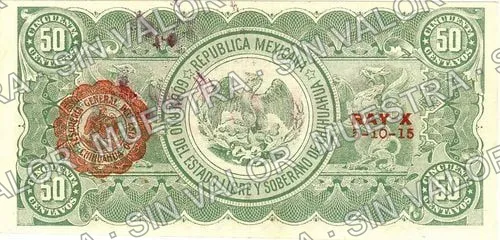 50 centavos, Estado de Chihuahua (M919), M919d 50c Estado de Chihuahua, reverso