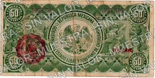 50 centavos, Estado de Chihuahua (M919), M919d 50c Estado de Chihuahua, reverso
