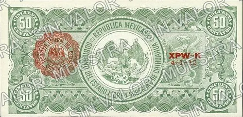 50 centavos, Estado de Chihuahua (M919), M919e 50c Estado de Chihuahua, anverso