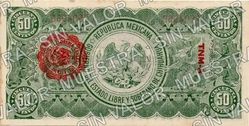 50 centavos, Estado de Chihuahua (M919), anverso (M919f 50c Estado de Chihuahua)
