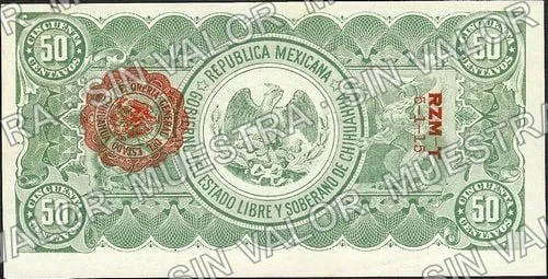 50 centavos, Estado de Chihuahua (M919), anverso (M919f 50c Estado de Chihuahua)