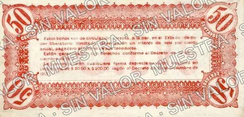 50 centavos, Estado de Durango (M1488), M1488a 50c Estado de Durango, reverso