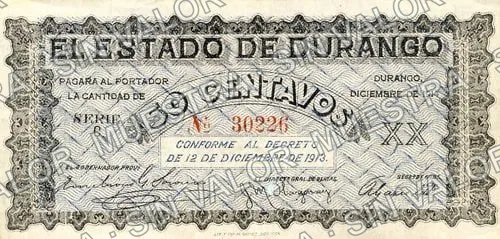 50 centavos, Estado de Durango (M1499), anverso