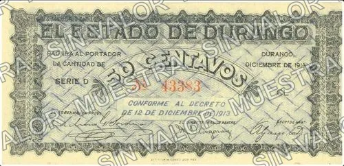 50 centavos, Estado de Durango (M1499), anverso (M1499 50c Estado de Durango)