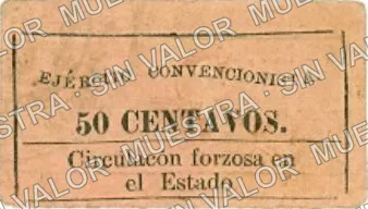 50 centavos, Estado de Hidalgo (M2059), reverso