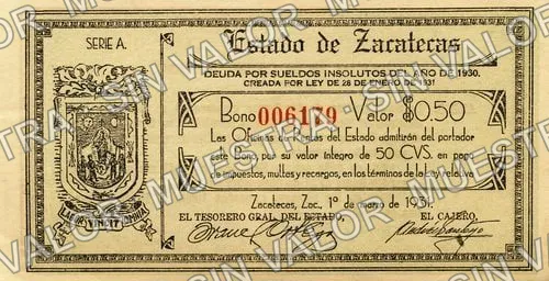 50 centavos, Estado de Zacatecas (M4519), anverso