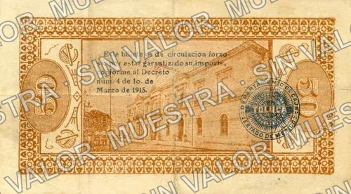 50 centavos, Estado Libre y Soberano de México (M2810), M2810 50c Estado Libre y Soberano de México, reverso