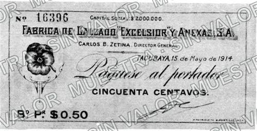 50 centavos, Fábrica de Calzado "Excelsior" (M1372), M1372 50c Fábrica de Calzado "Excelsior", anverso