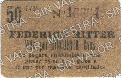 50 centavos, Federico Ritter (M1122), M1122 50c Federico Ritter, anverso