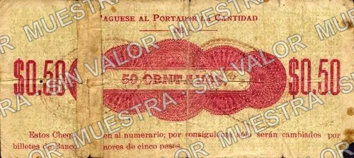 50 centavos, Finca "El Renacimiento" (M4030), reverso