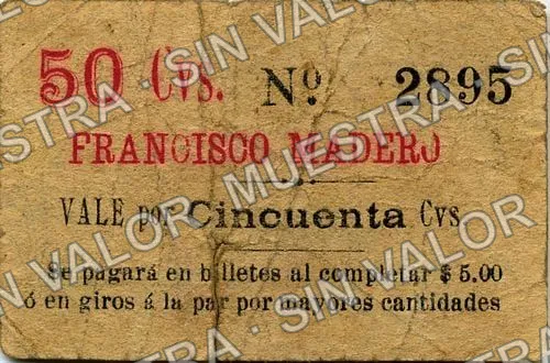 50 centavos, Francisco Madero (M1146), anverso