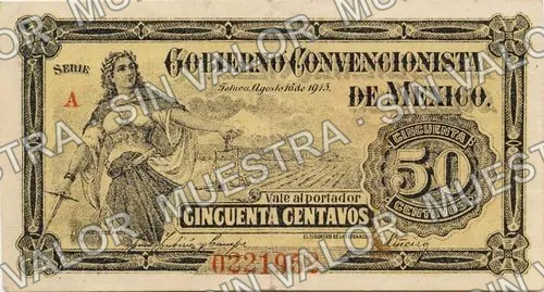 50 centavos, Gobierno Convencionista de México (M2806), anverso